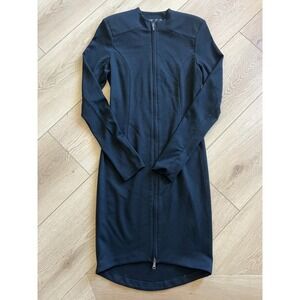Lia Kes Black XS Long Sleeve Full Zip Up Dress Career‎ Minimalist Modern
